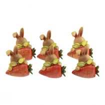 položky Dekorativní zajíček s mrkví Velikonoční ozdobné figurky zajíčka V5,5cm 6ks