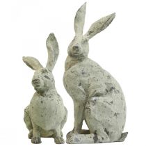 Dekorativní králík sedící kamenný vzhled zahradní dekorace H30cm 2ks