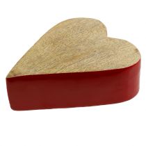 Deco srdce dřevo červené, přírodní 11cm x 9,5cm