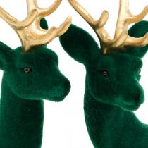 položky Deco jelen zelená a zlatá vánoční dekorace figurky jelenů 20cm 2ks