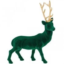 Deco jelen stojící zelené zlato vánoční dekorace figurka 40cm