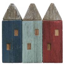 Deco dřevěné domy Shabby Chic Maritime Deco H14cm 3ks