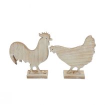 položky Dekorativní kuře Velikonoční dekorace dřevěná dekorace na stůl 14,5cm sada 2 ks