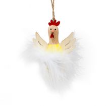 položky Dekorativní kuře velikonoční dekorace na zavěšení dřevěná dekorace V8cm 6 kusů