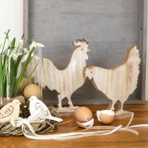 položky Dekorativní dekorace na stůl kuře Velikonoční dřevěná dekorace vintage 19cm sada 2 ks