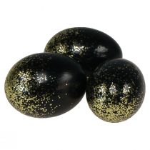 položky Dekorativní kraslice pravá husí vaječná čerň se zlatým třpytem V7,5–8,5 cm 10 kusů