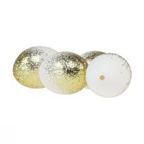 položky Dekorativní kraslice pravý slepičí vaječný bílek se zlatým třpytem V5,5–6cm 10 kusů