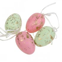 Deco velikonoční vajíčka k zavěšení růžová/zelená/zlatá velikonoční dekorace 12 kusů