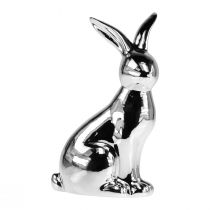 položky Dekorativní velikonoční zajíček Keramický dekorativní zajíček sedící stříbrný V23cm