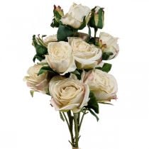 Deco Roses krémové umělé růže hedvábné květiny 50cm 3ks