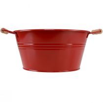 položky Dekorativní miska s uchy kovová miska na květiny červená Ø29cm V14,5cm