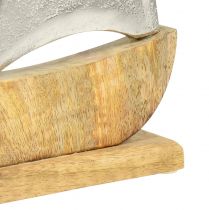 položky Dekorativní loď dřevo kov stříbrná mangovníkové dřevo 16,5x4x18,5cm