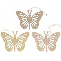 Deco motýli deko věšák béžová/růžová/žlutá 12cm 12ks