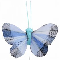 Deco motýli peří motýl růžový, modrý 6cm 24p