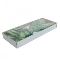 položky Dekorativní motýlci zelené peří motýlci na drátě 10cm 12 ks