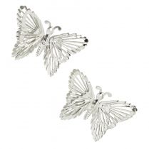 Dekorativní motýlci kovová závěsná dekorace stříbrná 5cm 30ks