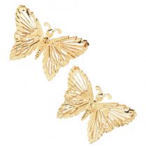 Dekorativní motýlci kovová závěsná dekorace zlatá 5cm 30ks