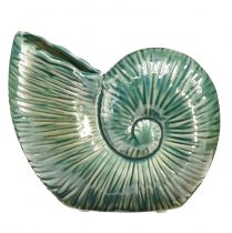 položky Dekorativní váza ulita šneka keramická zelená 18x8,5x15,5cm