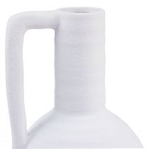 položky Dekorativní váza bílá váza na květiny s keramickým uchem V26cm
