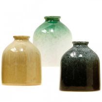 Dekorativní vázy, keramické vázy sada kulaté V9,5cm Ø8cm 3ks