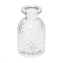 položky Dekorativní vázy mini skleněné čiré retro diamantové Ø5,5cm V9cm 6 ks