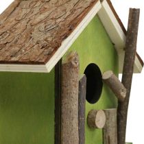 Dekorativní ptačí budka dřevěná dekorativní budka zelená přírodní H14,5cm sada 2 ks