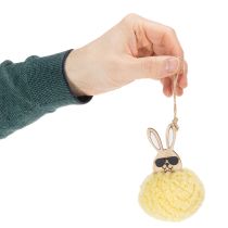 položky Velikonoční dekorace s králíčkem k zavěšení, nadýchaný králíček, žlutý, Ø7cm, 6 kusů