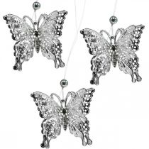 Ozdobný přívěsek motýl, svatební dekorace, kovový motýl, pružina 6ks