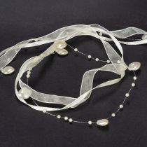 položky Dekorativní stuha, krémová, srdíčka, perly, svatební dekorace, 10mm, 5m