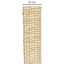 položky Zelená jutová dekorační stuha, přírodní, šířka 25 mm, délka 10 m