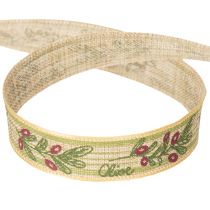 položky Dárková stuha s olivovou ratolestí a elegantními větvičkami a olivami 1,5 cm 15 m