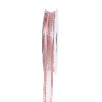 Deco stuha růžová s lurexovými pruhy ve stříbrné barvě 15mm 20m