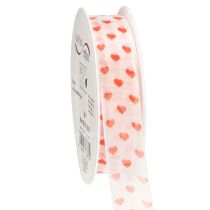 položky Dárková stuha se srdíčky, ideální pro kreativní balení a osobní dárky, šířka 2,5 cm, délka 15 m