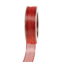 položky Deko stuha s lurexovými pruhy červená 25mm 20m