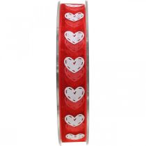 Ozdobná stuha srdce, svatební dekorace, stuha valentýnská červená, bílá 15mm 20m