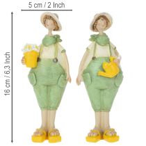položky Dekorativní figurky zahradníka, dekorace na stůl, letní, zelenožluté, 16,5 x 5,5 cm, 2 kusy