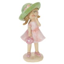 položky Dekorativní figurky dívek s kloboučky, růžové a zelené, 6,5x5,5x14,5cm, 2 kusy