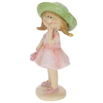 položky Dekorativní figurky dívek s kloboučky, růžové a zelené, 6,5x5,5x14,5cm, 2 kusy