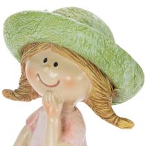 položky Dekorativní figurky dívek s kloboučky, růžové a zelené, 6,5x5,5x14,5cm, 2 kusy