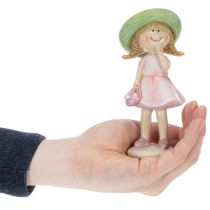 položky Dekorativní figurky dívek s kloboučky, růžové a zelené, 6,5x5,5x14,5cm, 2 kusy
