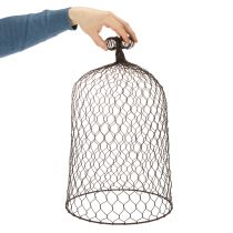 položky Dekorativní kovový zvonek, mřížoví, drátěný kryt, hnědý, rezavý povrch, V 50/41 cm Ø 30/25 cm, sada 2 ks