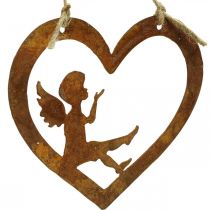 Deco věšák kovový patina deco srdce anděl Ø15cm 6ks