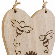 položky Dekorační věšák dřevěné dekorační srdce květiny včelky dekorace 10x15cm 6 kusů