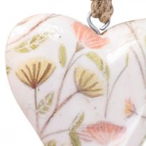 Deko věšák dřevěné srdce deko věšák motiv květiny 7x10x2,5cm