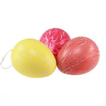 položky Dekorativní věšák kraslice žlutá/růžová/červená craquelure Ø8,5cm 3 ks