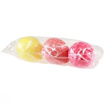 položky Dekorativní věšák kraslice žlutá/růžová/červená craquelure Ø8,5cm 3 ks