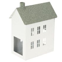 položky Dekorativní kovový domeček ve tvaru domu s okny a komínem, 22 cm