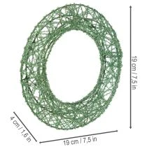 položky Zelený dekorativní věnec z drátěného pletiva pro kutilské projekty, 19 cm, 2 kusy