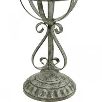 Dekorační předmět, držák na věnec, kovová dekorace šedá, hnědá, bílá shabby chic V62,5cm Ø16cm