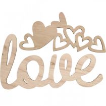 Srdíčka &quot;Love&quot; dřevěná dekorace přírodní s magnetem dekorace znak 20,5/25cm 6 kusů